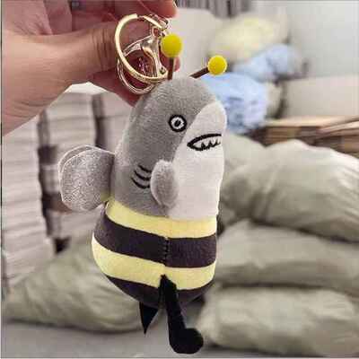 抖音同款鲨鱼蜜蜂毛绒玩具鲨骑马玩偶bee沙雕抱枕可穿鲨bee壳公仔