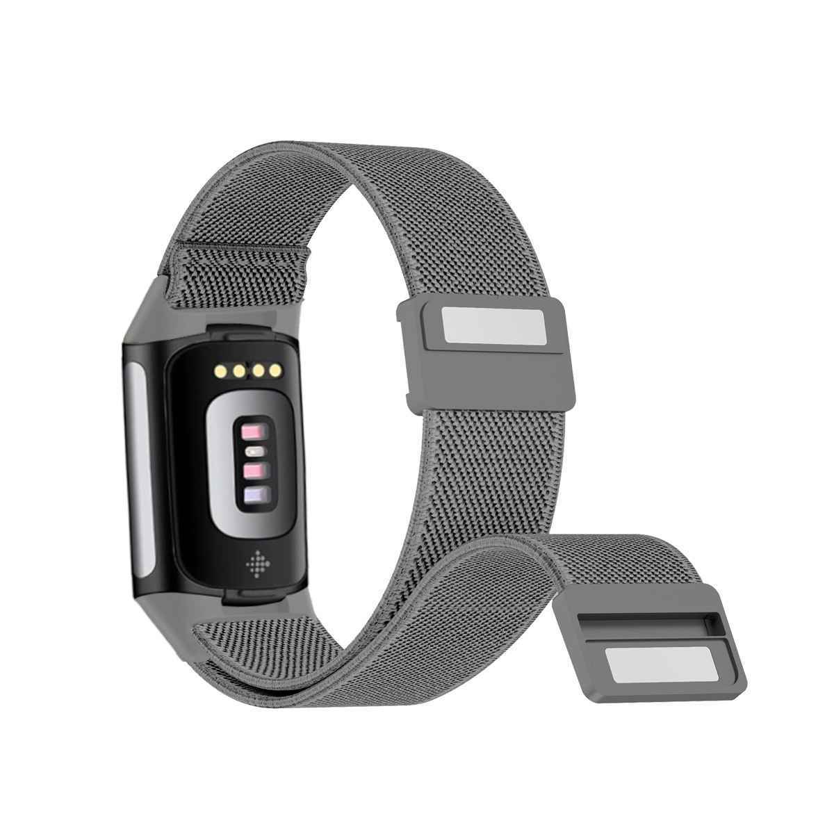适用于fitbit charge5/6智能手表带磁吸扣 versa3/4平纹弹力表带
