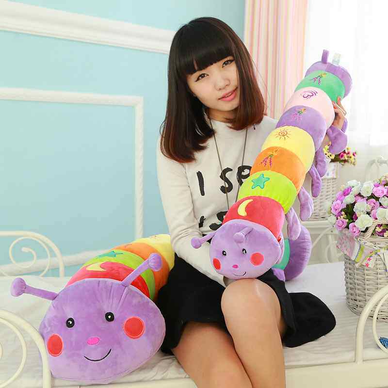 薰衣草七彩毛毛虫公仔可爱毛绒玩具卡通睡觉长抱枕午休抱枕