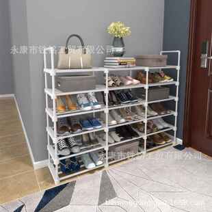跨境热销 多功能组装置物架多层加固双列鞋柜 铁管阳台进门鞋架
