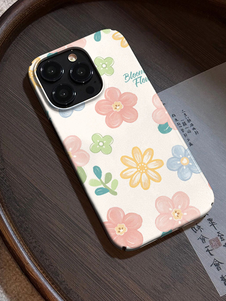 韩国卡通小清新多彩花朵15白色iPhone12Promax花卉X菲林亮面保护壳11适用于苹果14手机壳13治愈系列
