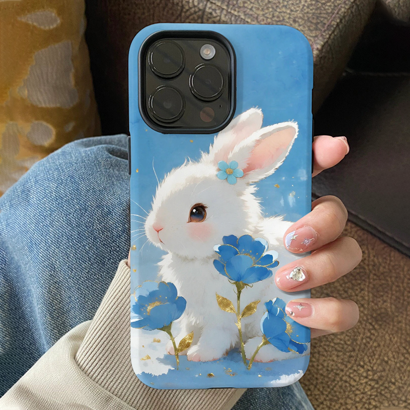 适用苹果16手机壳种萌兔花语iphone17/15小清新苹果14/13mini少女12promax/11可爱xsmax晴天xr新款菲林壳xs