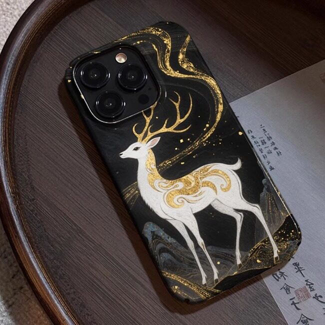 山海经 鹿引祥瑞 象征祥瑞吉庆新中式适用苹果15promax手机壳iPhone14菲林壳13mini中国风12小众11古风全包