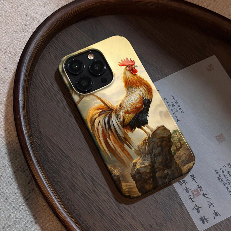 金鸡破晓 保护套中国风适用苹果16promax手机壳国潮iPhone15新款pro菲林壳Plus防摔古风13传统14高级感12男11