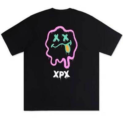 XPX 周柏豪 SILLY FACE鬼脸印花图案美式百搭休闲圆领情侣短袖T恤