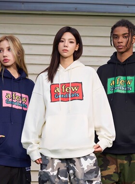 AFGK24FW 450G重磅美式涂鸦印花连帽卫衣男女潮牌情侣帽衫秋上衣