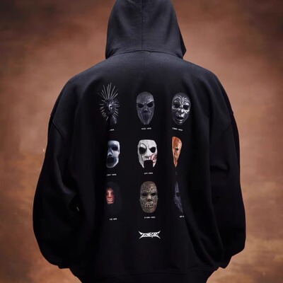 2727WORLD 法老 ghost face鬼脸乐队连帽卫衣帽衫 美式复古街头