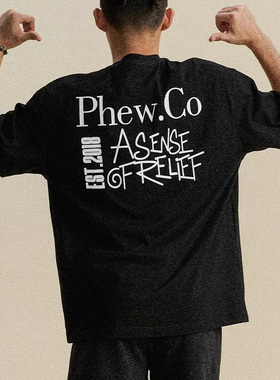 PHEW多色基础花字短袖T恤男女夏季新款美式宽松潮流上衣情侣衣服