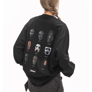 2728WORLD法老同款复古乐队圆领长袖T恤 美式复古休闲街头国潮流