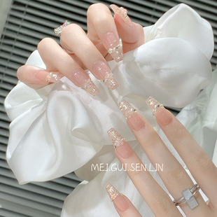 中长款 花环少女手工定制穿戴甲成品法式 显白美甲贴片 玫瑰森林