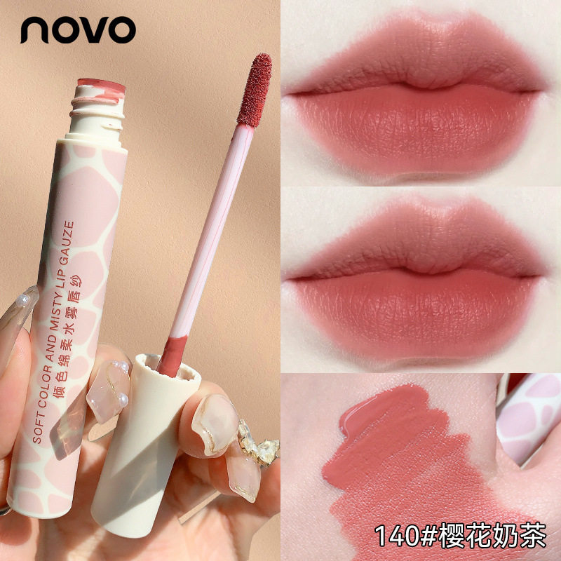 NOVO唇釉唇纱哑光丝绒雾面不沾杯不掉色防水防汗学生素颜显白口红
