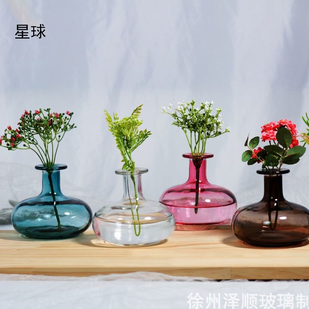 新款北欧创意迷你星球玻璃小花瓶感工艺品桌面摆件ins风水培