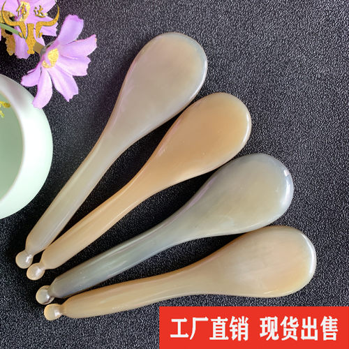 牛角拨经棒刮痧板点穴棒加厚牛角乒乓球拍美容片牛角梳子厂家