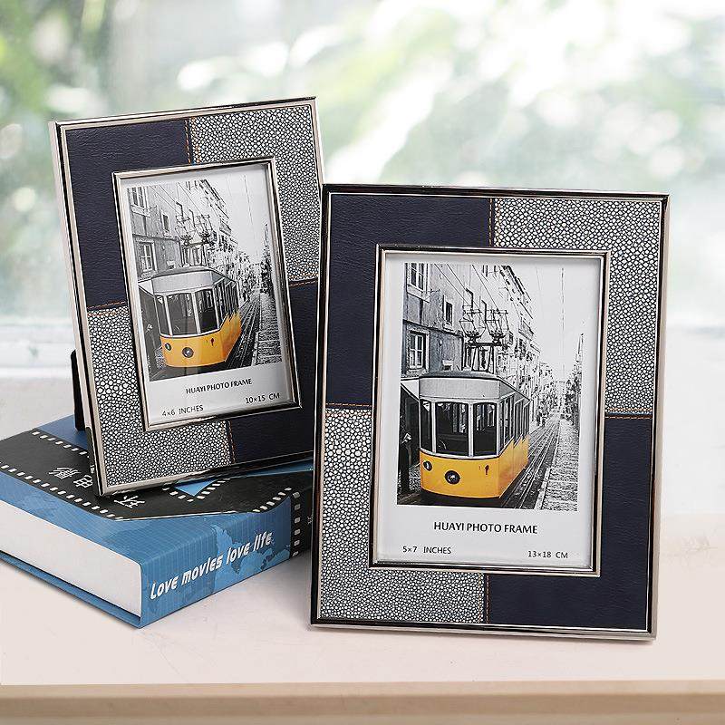 美式相框摆台桌面拼色银色金属外框6寸7寸样板房卧室皮革画框,家居饰品,DIY亲子装饰画,淘宝优惠券,粉丝福利购,淘宝优惠卷
