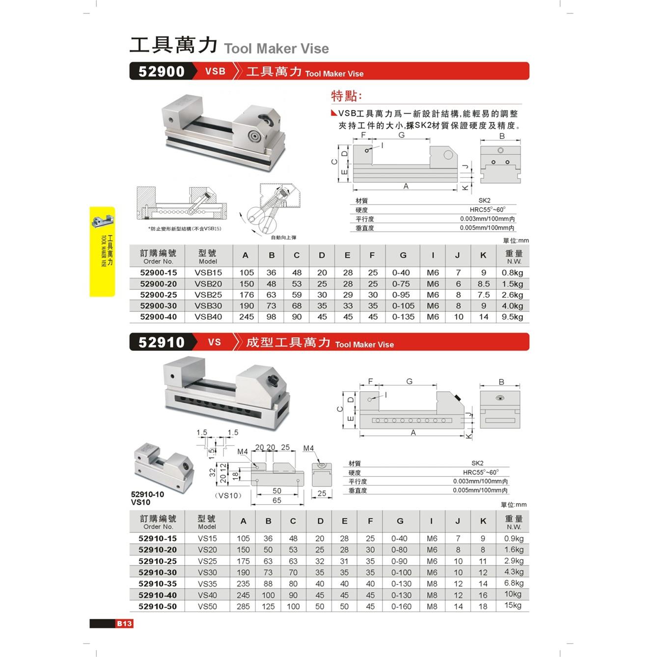 台湾精展成型工具万力VS15/VS20/VS25/VS30/VS35/VS40/VS50平口钳