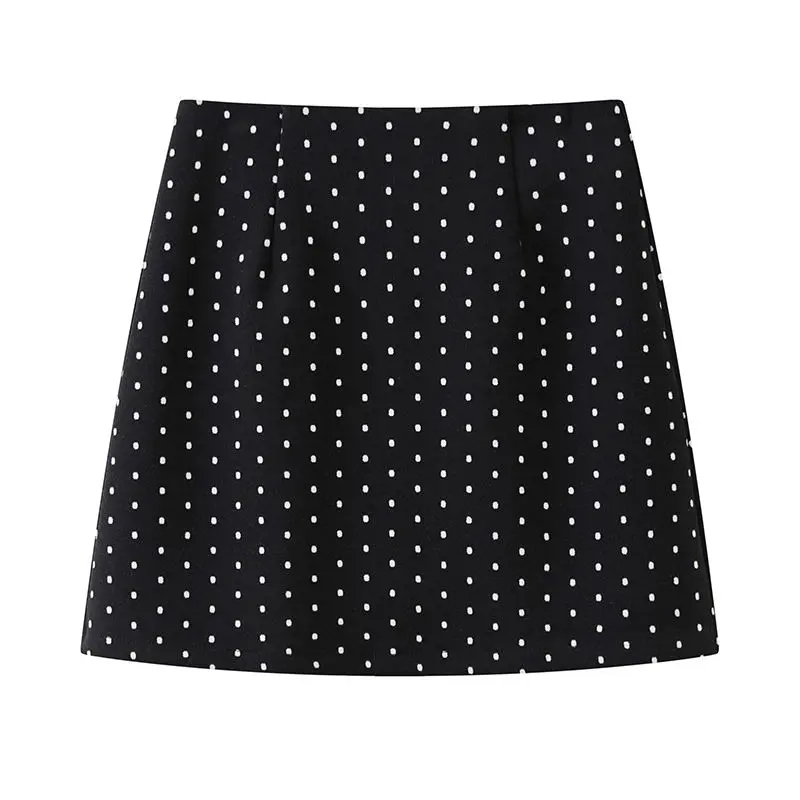 毛呢波点半身裙女秋冬2025新款小个子高腰百搭显瘦包臀裙a字短裙