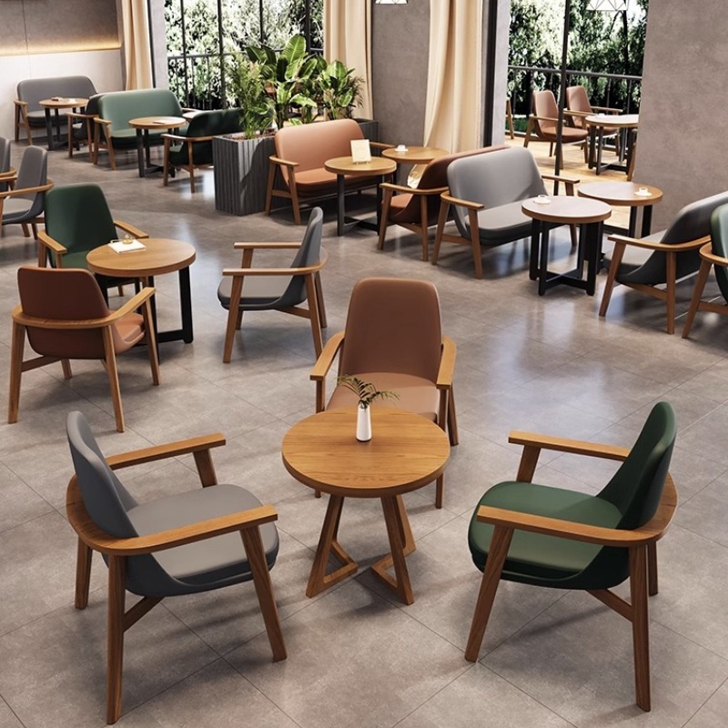 甜品奶茶店咖啡厅桌椅组合商用休闲洽谈接待休息区卡座沙发椅