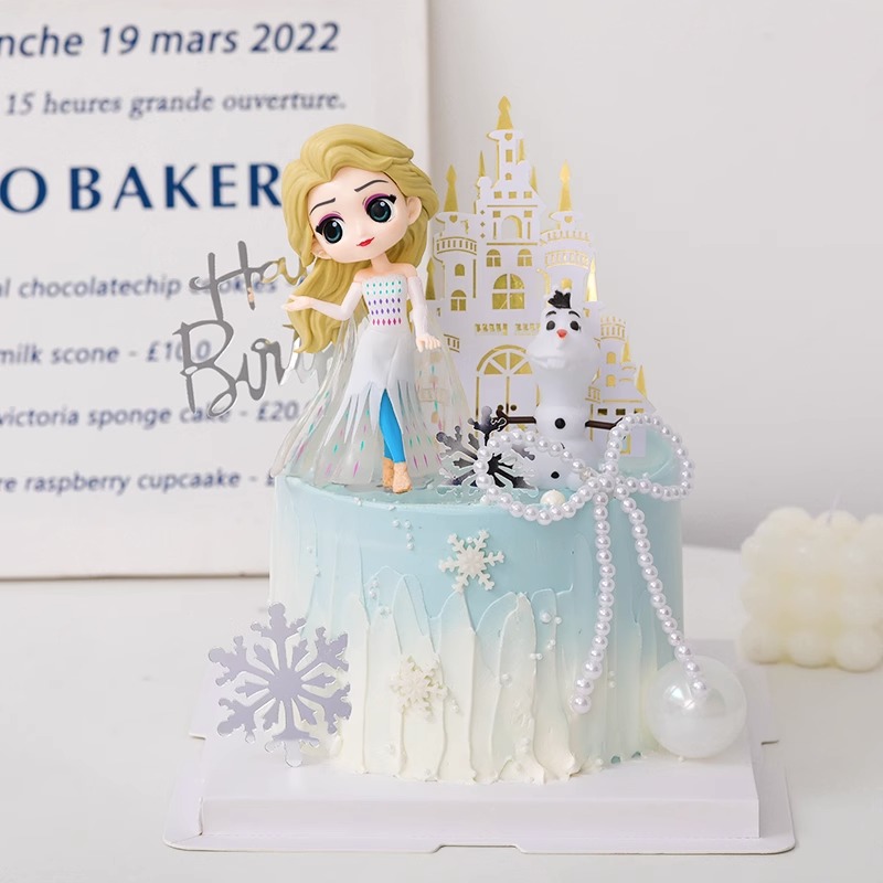 蛋糕装饰摆件艾莎公主城堡插件