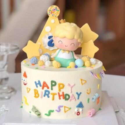 摇头蘑菇头王子公主蛋糕烘焙装饰摆件宝宝周岁艾伦爱乐生日礼物