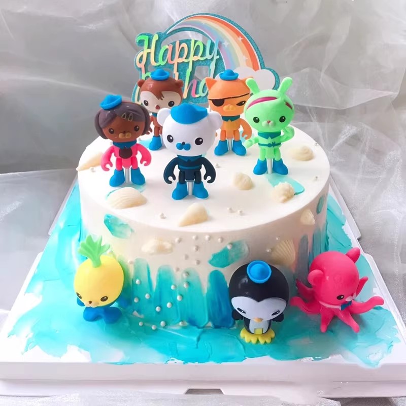 儿童男孩生日烘焙海底小纵队蛋糕装饰摆件插件创意卡通吸管插牌