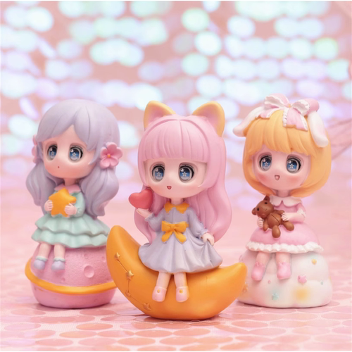 月亮女孩星河少女可爱公主蛋糕烘焙装饰摆件毛球云团月亮星星插件