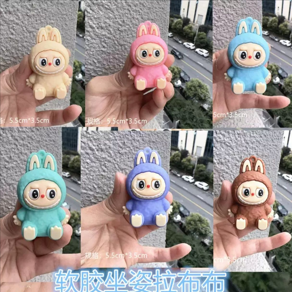 植绒软胶拉布布生日快乐蛋糕装饰摆件小兔子周岁蜡烛派对蛋糕插件