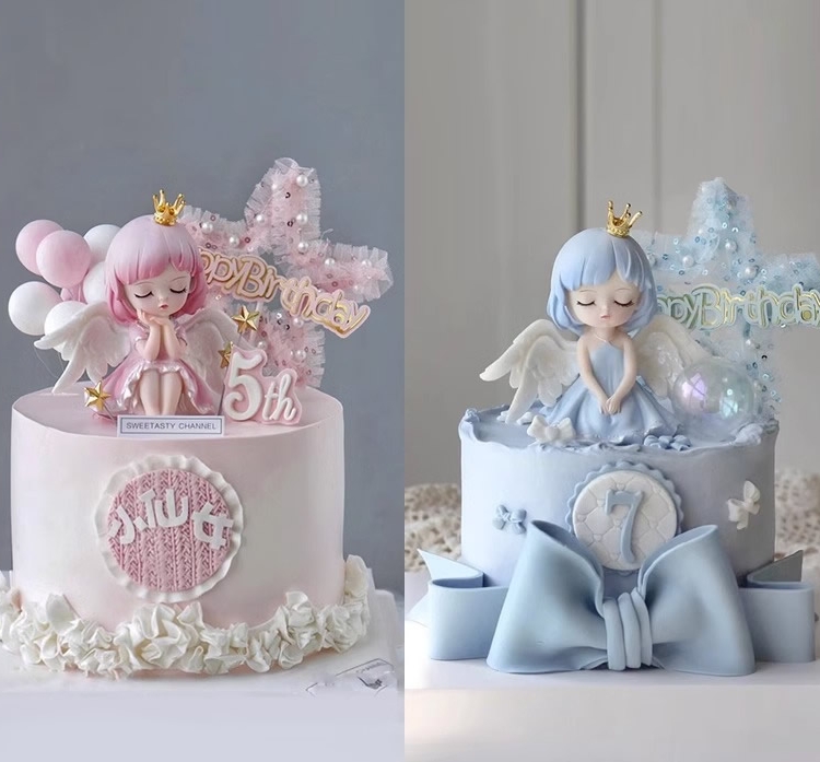 安妮宝贝蛋糕装饰 蜜雪儿天使烘焙摆件 皇冠生日白雪贝尔公主王子