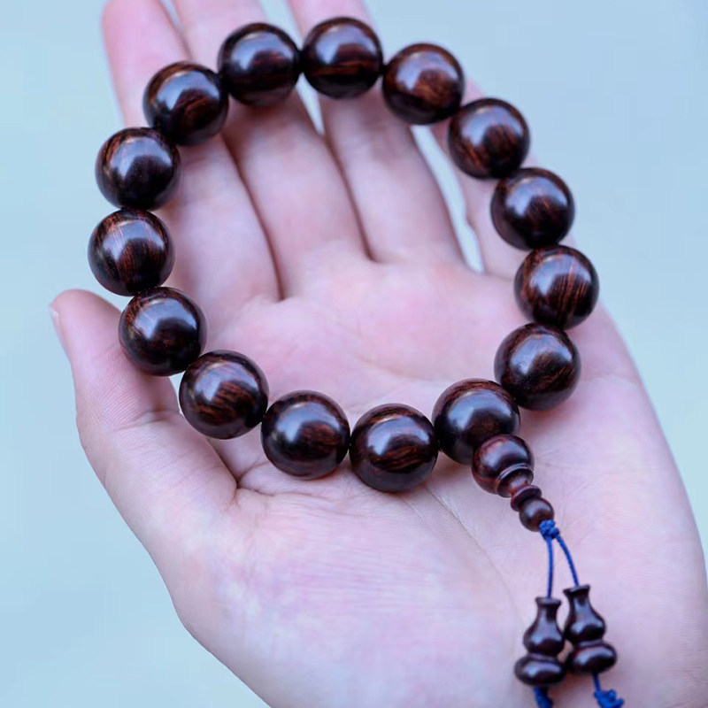 海南黄花梨手串男士1.5真品紫油梨老料降香黄檀木质佛珠文玩手链