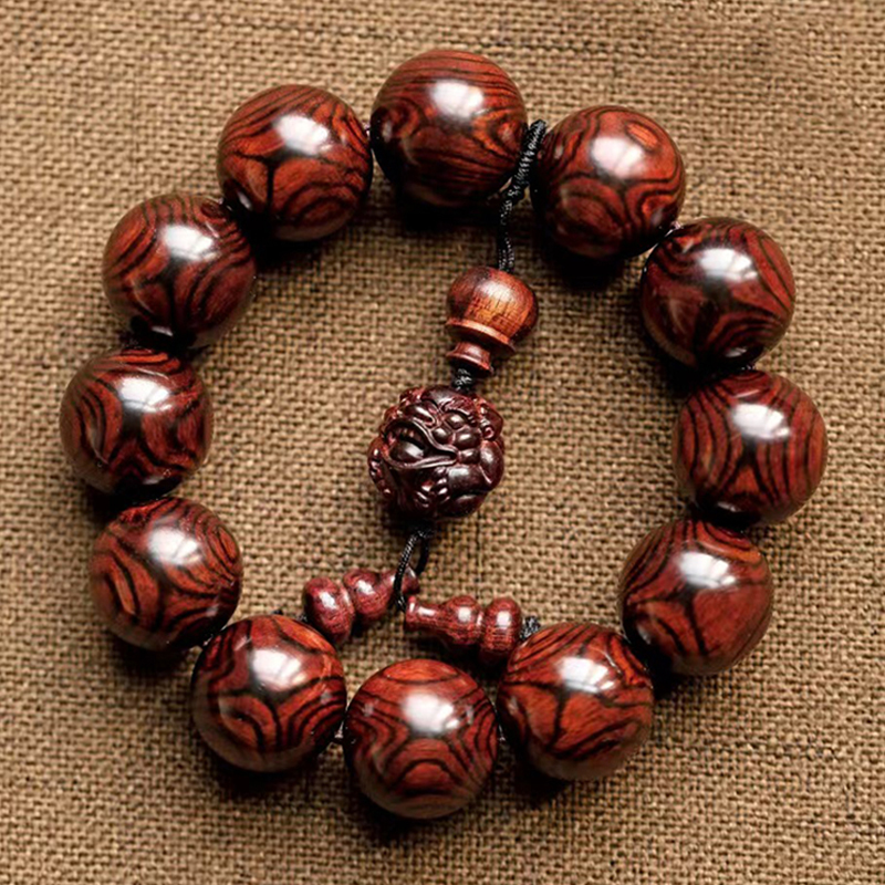 海南黄花梨手串对眼鬼脸男士