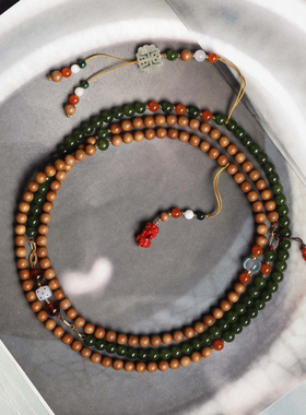 濮暹老山檀香108转运珠手串