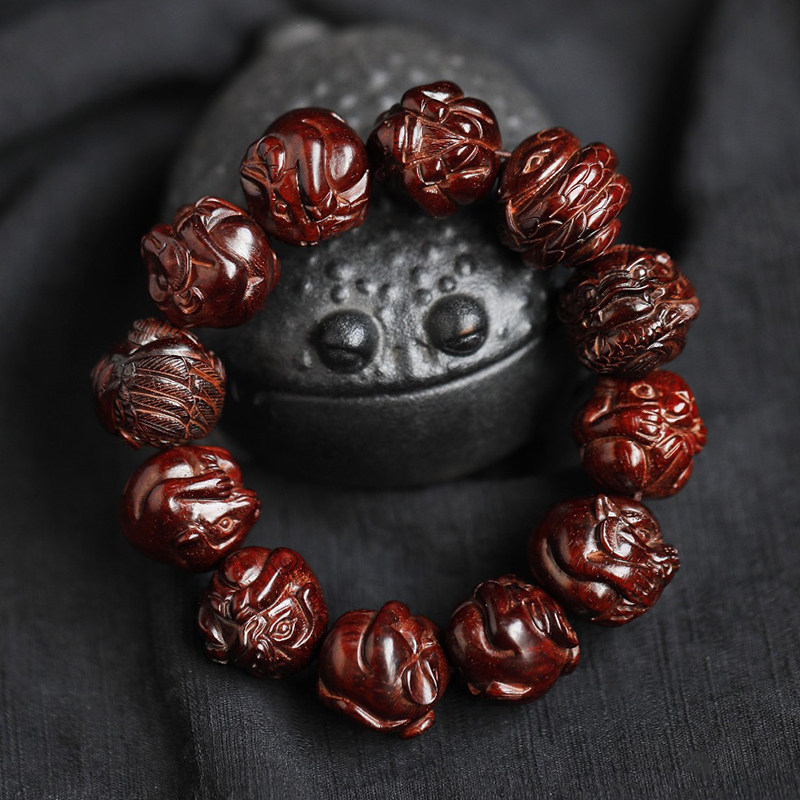 濮暹小叶紫檀手串男士木雕12生肖珠马年文创礼物随身解压手把件链,饰品/流行首饰/时尚饰品新,紫檀,淘宝优惠券,粉丝福利购,淘宝优惠卷