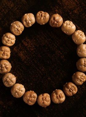 濮暹老山檀香木雕佛珠手串文玩