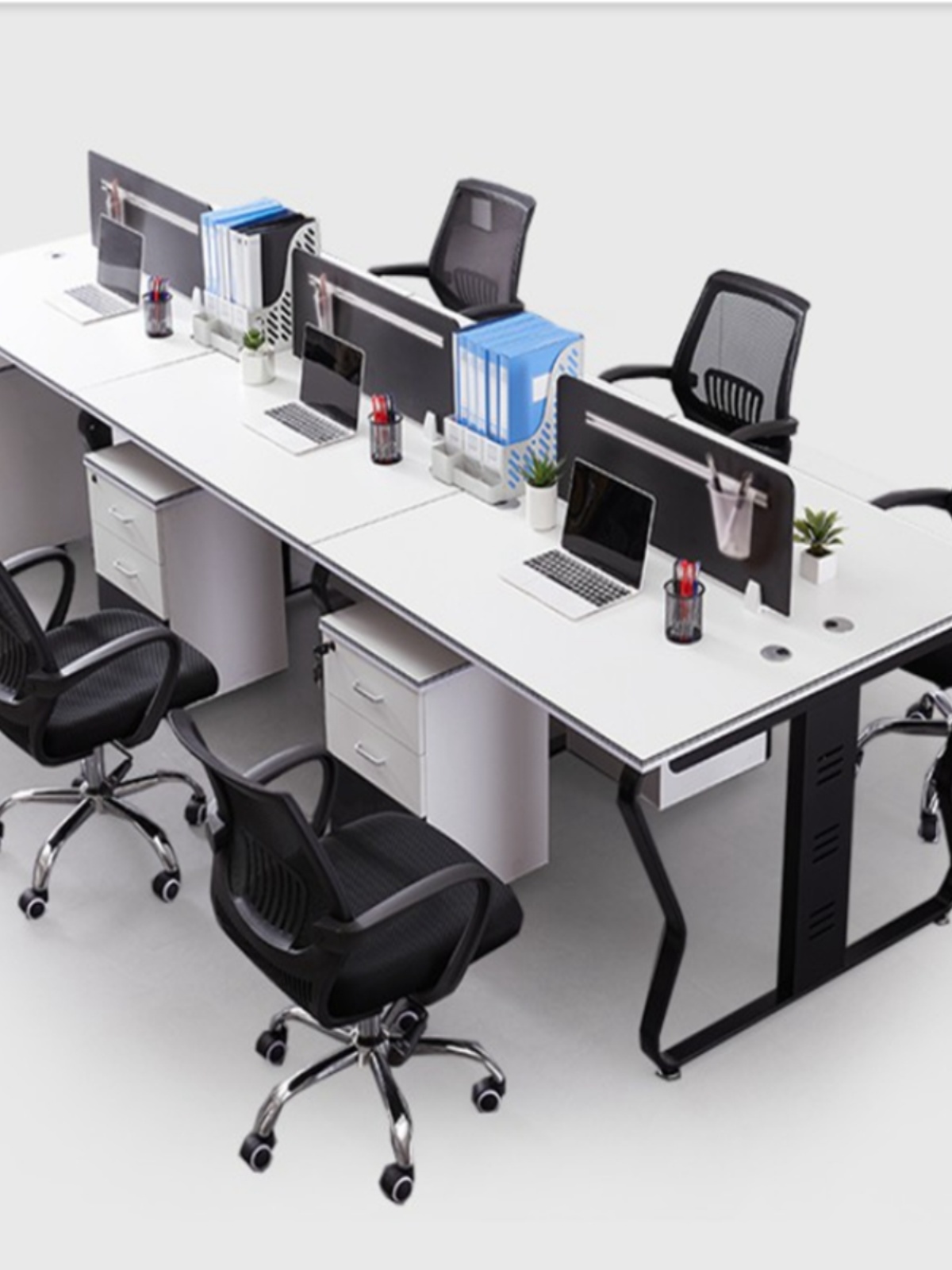 定制办公室职员工位卡位电脑桌开放区写字楼简易桌椅组合四人位白