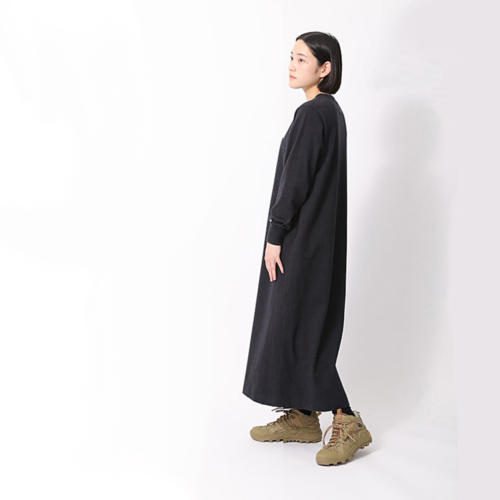 snowpeak雪峰2024秋Recycled厚连衣裙长袖女款长裙纯棉裙子