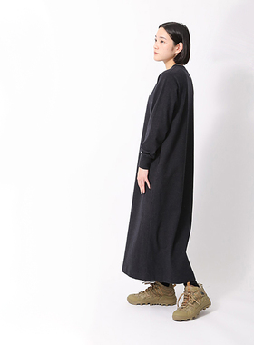 snowpeak雪峰2024秋Recycled厚连衣裙长袖女款长裙纯棉裙子