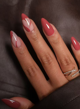 外贸红色镂空爱心欧美ins风可拆卸美甲片穿戴甲 press on nails