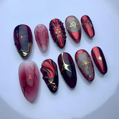 外贸立体魅惑暗夜晕染星空欧美ins风穿戴甲24片press on nails