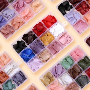 美甲片纯色指甲片跨境亚马逊指甲贴片12色盒装 亮面甲片288片