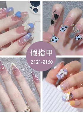 蝴蝶结指甲贴芭蕾甲穿戴甲甲片指甲片可拆卸法式美甲短款 nails