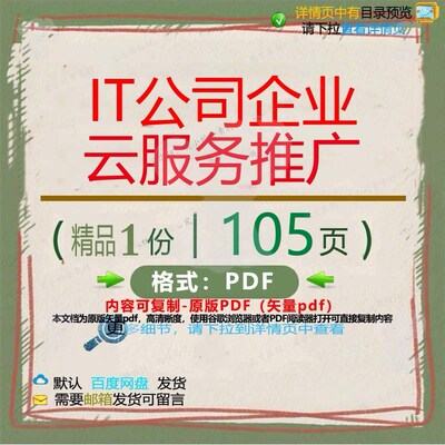 IT公司企业云服务推广105页 服务企业推广优质公司资料文档