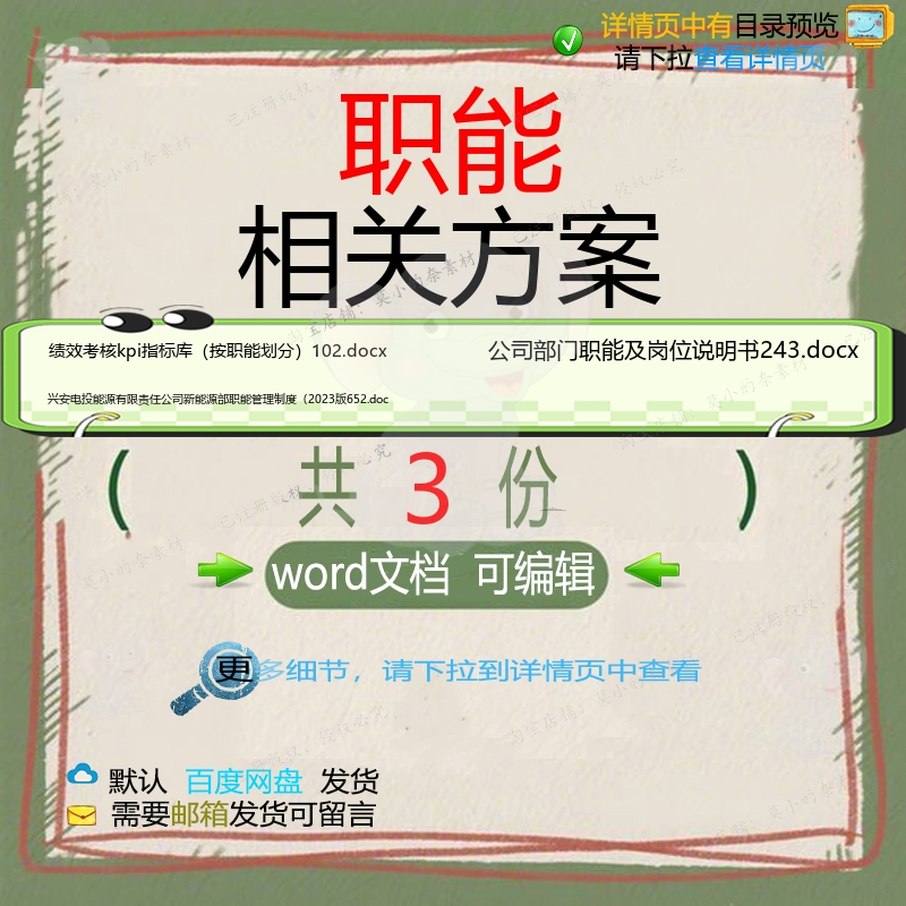 职能相关方案 方案word管理公司管理制说明书管理制度文档说