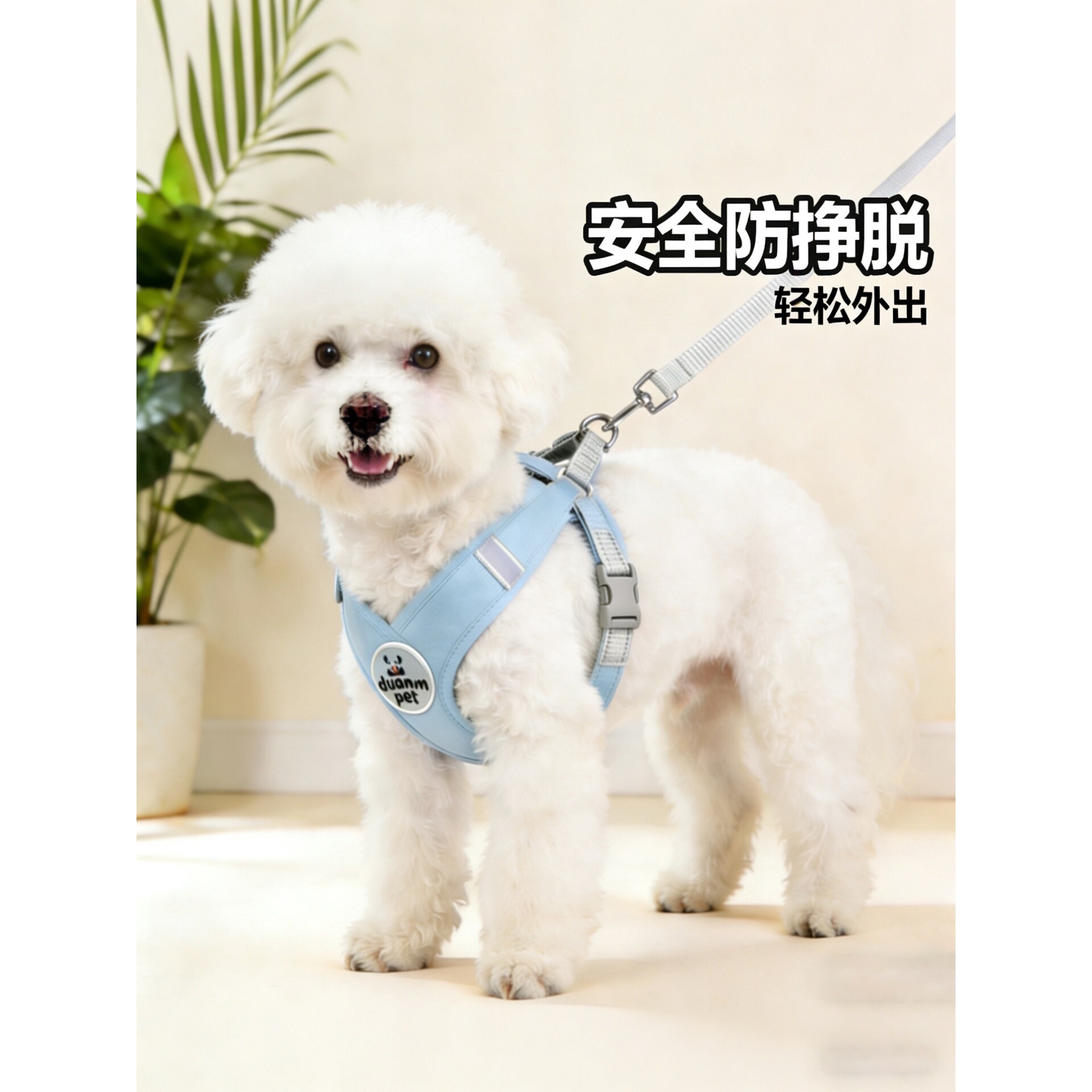 狗狗牵引绳遛狗胸背小型犬胸背带可调节宠物中型犬狗链子幼犬泰迪