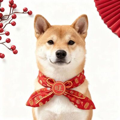 狗狗新年喜庆围脖可爱秋冬领结宠物装饰狗狗过年围脖结婚装饰领结