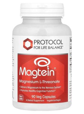 Protocol for Life Balance,Magtein®，L-苏糖酸镁，90 粒素食胶