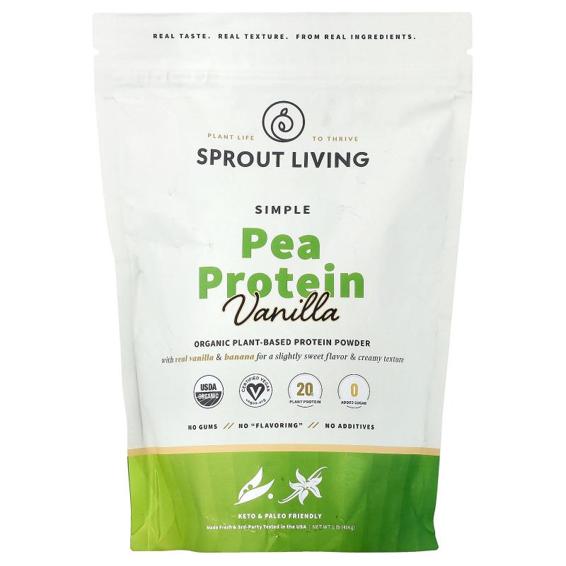 Sprout Living,简单豌豆蛋白质，香草味，1 磅（454 克）