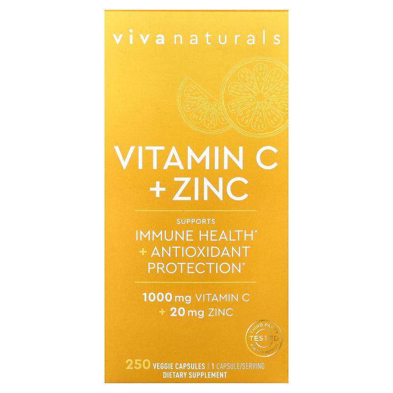 Viva Naturals,维生素 C + 锌，250 粒素食胶囊
