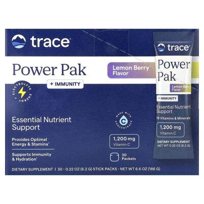 Trace,PowerPak + Immunity，柠檬浆果味，30 包