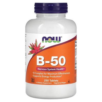 NOW诺奥B50复合物B族胆碱肌醇维生素b群神经系统健康叶酸膳食补充