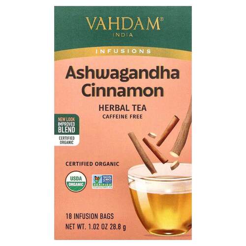 Vahdam Teas,Infusions，草本茶，南非醉茄肉桂，无咖啡萃取，18