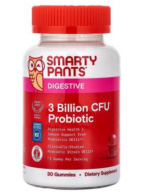 SmartyPants,Digestive, Probiotic Gummies, Strawberry, 30 Gum